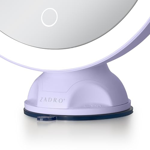 Zadro Wall-Mounted Suction Cup Mirror With 10X Magnification And LED Lighting - color: Lavender