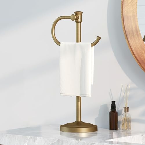 17 Inch Antique Brass Stand Towel Bar Hanger Hand Towel Bar Bathroom Vanity Countertop Towel Holder Free Standing Stainless Steel Towel Ring Hardware Accessories Towel Rack - color: Antique Brass