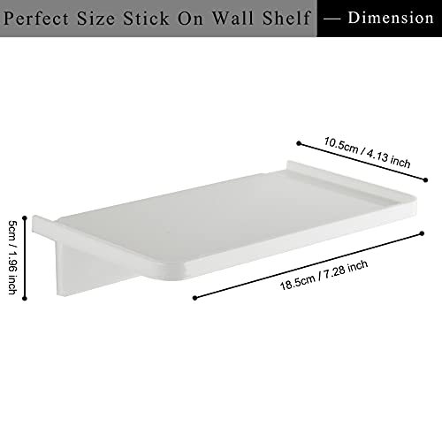 JDYOOMI Acrylic Floating Wall Shelves - Small Stick-on Wall Mounted Phone Shelf Holder Wipes Rack Smart Speaker Shelf for Bathroom,Kitchen,Toilet,Bedroom,Office - White - color: White