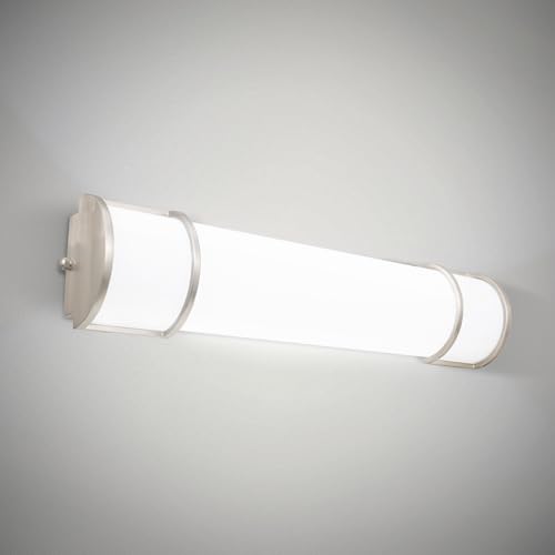 ASD LED 24" Vanity Flush Mount Light Fixture, Linear Bathroom Lighting Bar | 3CCT, Dimmable, ETL Listed | 25W 2600LM 3000-5000K 100-277V | Long Tube Bath Wall Sconce Over Mirror | Nickel - color: Brushed Nickel | Half Cylinder, size: 277V | 24 Inch (1pk)