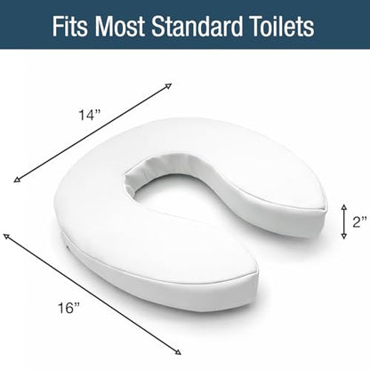 DMI Raised Toilet Seat Toilet, Toilet Seat Riser, Seat Cushion and Toilet Seat Cover to Add Extra Padding to the Toilet Seat while Relieving Pressure, 2 Inch Pad, White - size: 2 Inch (Pack of 1)