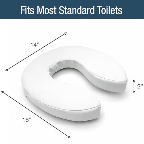 DMI Raised Toilet Seat Toilet, Toilet Seat Riser, Seat Cushion and Toilet Seat Cover to Add Extra Padding to the Toilet Seat while Relieving Pressure, 2 Inch Pad, White - size: 2 Inch (Pack of 1)