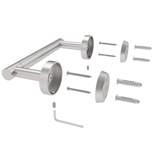 RARXTR Bathroom Toilet Paper Holder Wall Mount SUS304 Stainless Steel Double Post Pivoting Toilet Paper Roll Holder Wall Mounted for Bathroom RV Commercial Toilet Tissue Dispensers, Brushed Nickel - color: Brushed Nickel, size: Wall Mount