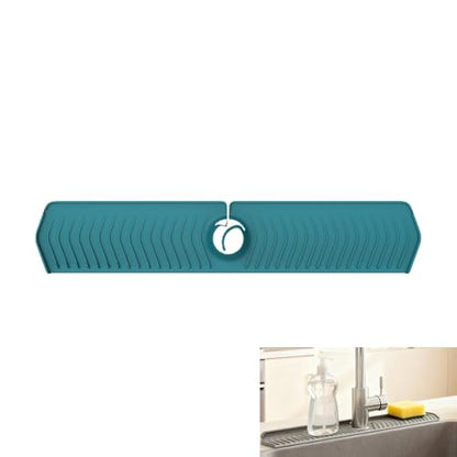 30 Inch Silicone Kitchen Sink Faucet Mat, Adjustable Waterproof Splash Guard Draining Mat Keep Countertops Dry (Green) - color: Green