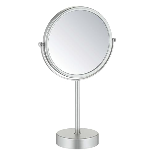 Free Standing Magnifying Makeup Mirror | Dual-Sided 1X/5X Magnification | 360° Rotating Vanity Mirror for Precise Grooming, Skincare & Beauty (Brushed Nickel, KMM103) - color: Brushed Nickel