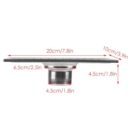 2Pcs Linear Shower Drain 8"x4" Floor Drain with Removable Grate Cover Grid | Stainless Steel Grate Hair Strainer for Home Bathroom Kitchen