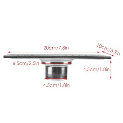 2Pcs Linear Shower Drain 8"x4" Floor Drain with Removable Grate Cover Grid | Stainless Steel Grate Hair Strainer for Home Bathroom Kitchen