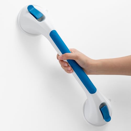TAILI Shower Grab Bars,Suction Shower Handles,Glow in The Dark,16.8",Blue | Safety for Showers,Bathtubs,Toilet,Elderly&Seniors,Bathroom Grip Bar Heavy Duty Handrails,No Drilling Removable Waterproof,G9 - color: Blue&Glow Green, size: 16.8"