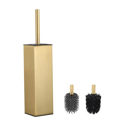 Toilet Brush and Hoder Set Brushed Gold Freestanding for Bathroom - color: Brushed Gold