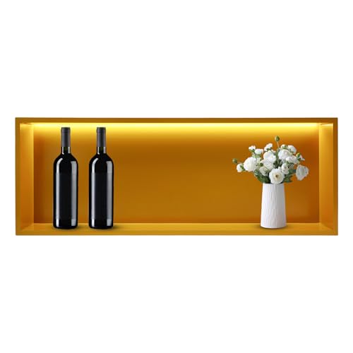 Led Shower Niche, 36" x 12" 304 Stainless Steel Bathroom Wall Niche No Tile Needed, Insert Recessed Shower Shelf for Storage, 44lbs Capacity, Warm Color Light (Gold)
