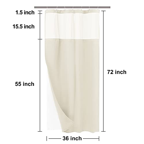 N&Y HOME Stall Waffle Weave Shower Curtain with Snap-in Liner Cream 36x72 | 12 Hooks & Snap on Fabric Liner, Washable, Mesh Window, Hotel Style, 36 x 72 Small Shower Stall Size Curtain Set for Bathroom - color: Cream, size: 36"W x 72"L (Pack of 1)