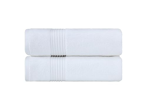 Milara Turkish Super-Plush Bath Towels Set 2-Piece | Premium Cotton Bath Towel Set Absorbent, Durable with Hanging Loops | White Color Turkish Bath Towels, (27 x 54 Inches) - color: White, size: Bath Towel (2 Pcs) - 27" x 54"