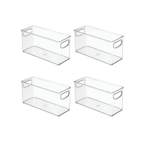 iDesign Slim Clear Plastic Stackable Storage Bin, Tall Narrow, 4-Pack | Kitchen or Pantry Organizer - style: Pack of 4
