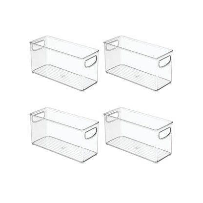 iDesign Slim Clear Plastic Stackable Storage Bin, Tall Narrow, 4-Pack | Kitchen or Pantry Organizer - style: Pack of 4