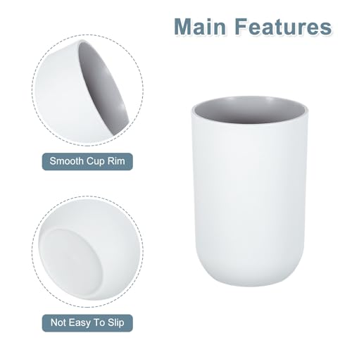 uxcell 2Pcs Plastic Drinking Cups, Double Color Unbreakable Reusable Bathroom Cup Mouthwash Cup Toothbrush Tumbler Holder, Grey - color: Gray