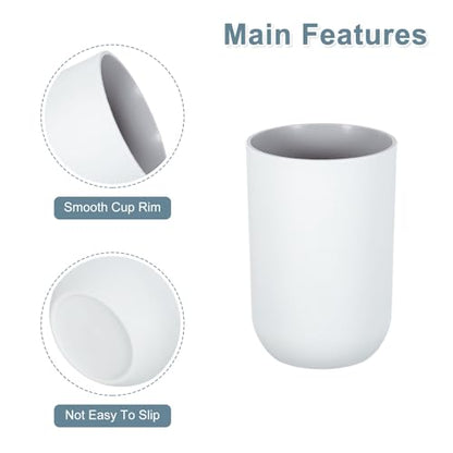uxcell 2Pcs Plastic Drinking Cups, Double Color Unbreakable Reusable Bathroom Cup Mouthwash Cup Toothbrush Tumbler Holder, Grey - color: Gray