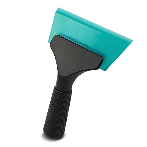 FOSHIO Small Squeegee with 5 Inch Light Blue Rubber Blade Mini Wiper Window Tinting Tools for Mirror Glass Window Cleaner with Non-Slip Handle - color: Tb Blue