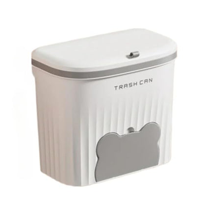 8.5/12L Kitchen Wastebasket Under Sink Wall Mounted Trash Can with Lid Bathroom Trash Bin Garbage Can for Cabinet Compost Bin(White,Small) - color: White, size: Small