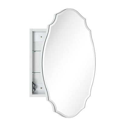 TOMACE Frameless Assymetrical Oval Medicine Cabinet with Beveled Mirror Irregular Surface Bathroom Medicine Cabinet Mirror with Storage for Bathroom 19'' H x 24'' W - size: 19'' x 24''