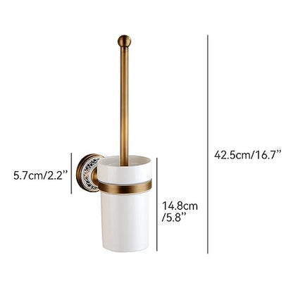 Toilet Brush with Holder for Bathroom Antique Bronze Wall Mounted Toilet Wall Mounted Bathroom Hardware Accessories,Porcelain Design - color: Toilet Brush Holder