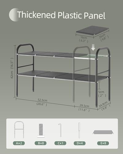 Under Sink Organizers and Storage,Expandable under cabinet organizer Shelf | 2 tier expandable shelf for kitchen,bathroom,shoe rack,8 Removable ABS Panels,Adjustable partition height,20.6-32.2" W,2 Pcs - size: 8 Panels-2 Pack