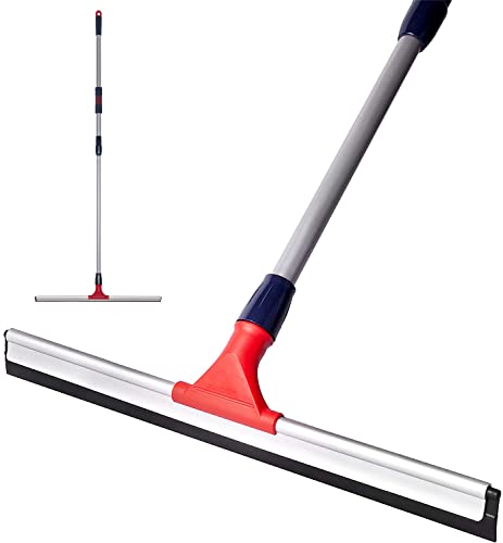 Professional Floor Squeegee for Concrete Floor, 24" Large Heavy Duty Squeegee for Floor, Squeegee Broom for Floor with Telescopic Handle 30”–57” for Tiles, Garage, Deck, Bathroom, Window