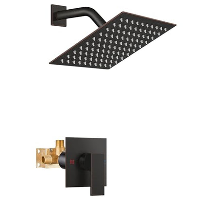 Airuida Shower Faucet Set,8 Inch Shower Valve Kit,Oil Rubbed Bronze | Male Threads,Rough-in Valve Shower Trim Kit,Single Handle Control Shower Set - color: Oil Rubbed Bronze, size: 8 Inch