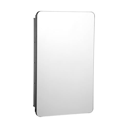 VEVOR Medicine Cabinet, 16.5 x 27.5 inch, Medicine Cabinet for Bathroom with Mirror, Aluminum Frame Bathroom Wall Cabinet, 3-Layer Adjustable Shelves, Recessed & Wall-Mounted Installation - size: 16.5x27.5in