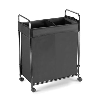 100L Laundry Hamper with Wheels, Rolling Laundry Sorter Cart with Metal Frame and Removable Liner, Dirty Clothes Hampers for Bedroom, Laundry Room, Bathroom - size: M