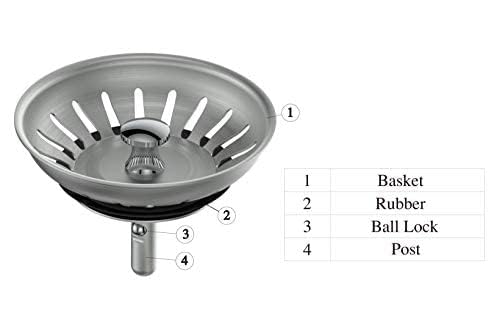 KANARY Stainless Steel Sink Strainer with Rubber Stopper(2-Pack, Stainless Steel) - color: Chrome, size: 2-pack