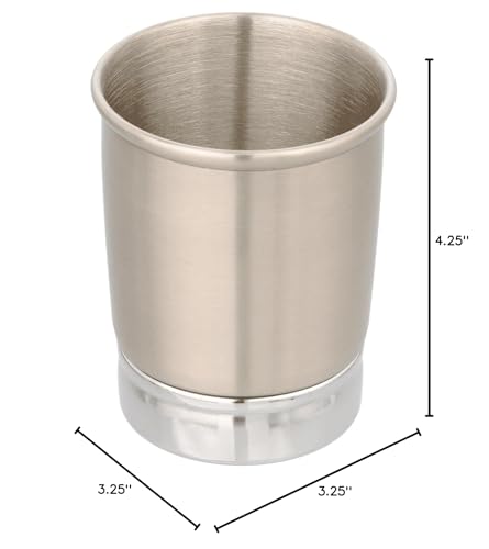 iDesign York Metal Tumbler, Split Finish | Makeup Brush Holder, Toothbrush Holder, 3.25" x 3.25" x 4.25", For Bathroom, Countertop, Desk, Dorm, Vanity - style: Pack of 1