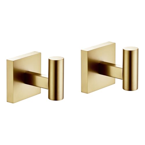 KOKOSIRI Robe Hooks Bathroom Towel Coat Hook for Bath Kitchen Wall 2 Pack Brushed Gold Stainless Steel B1013BG-P2 - color: Brushed Gold, size: 2 Pack