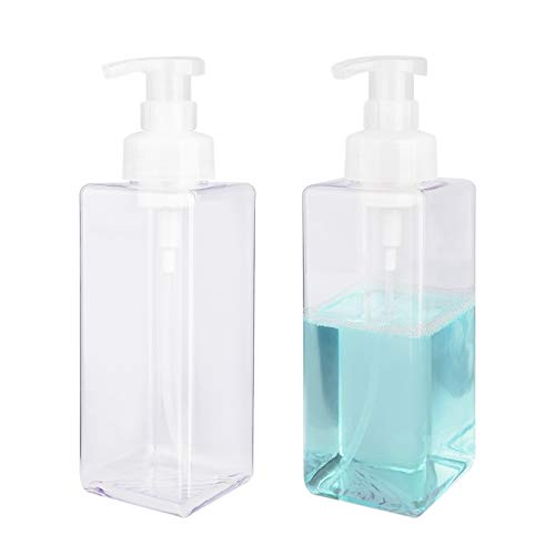 Foaming Soap Dispenser, 22oz Plastic Refillable Pump Bottle, 2 Pack, Clear | Hand Dispenser for Liquid Soap, Shampoo & Body Wash – Saves Soap with Rich Foam, Reusable, Easy to Refill, BPA-Free - color: Clear, size: 22 oz (2 Pack)