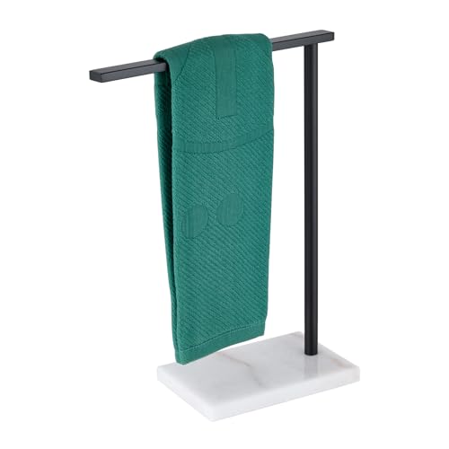 Black Towel Racks Stand 1-Tier Hand Towel Holder for Bathrooms Vanity Countertop with Heavy Marble Base Thicken Steady, Stainless Steel AN7002MB - color: Matte Black, size: 1-Bar
