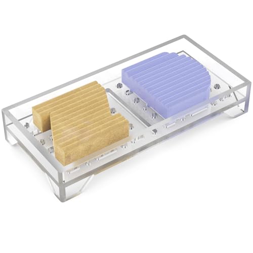 NiHome Self Draining Soap Dish, Acrylic Bar Holder, Bathroom Kitchen, Clear | Slotted Design for 360° Airflow, Keeps Bars Dry, Ideal Shower Tray for Sink, Fits Shampoo & Beauty Bars, Easy Clean - color: Clear