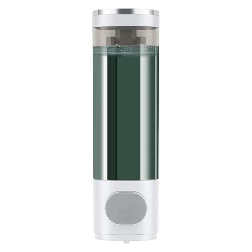 10oz/300ml Single Manual Wall Mounted Soap Dispenser, Silver & White | Bathroom Shampoo and Conditioner Dispenser, Clear Plastic Refillable Liquid Lotion Pump Dispenser and Organizer - color: White & Silver