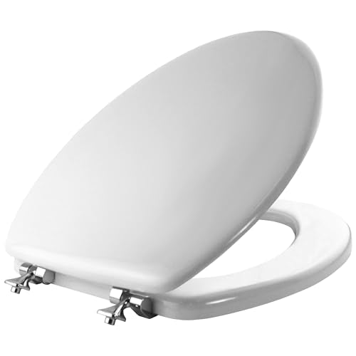 MAYFAIR 1844CP 000 Toilet Seat with Chrome Hinges will Never Come Loose, ELONGATE , White - size: Elongated, style: Chrome Hinge