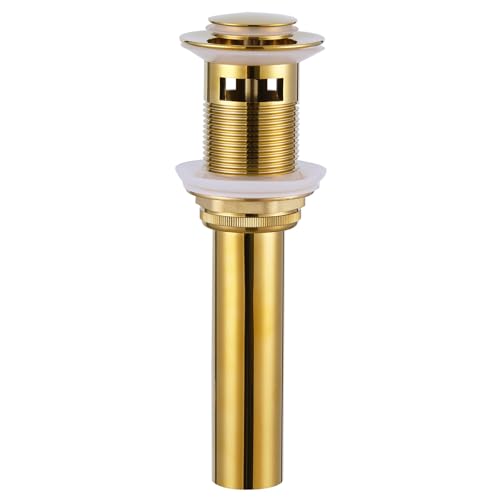 Angle Simple Pop Up Sink Drain Stopper with Overflow, Deep Titanium Gold | Brass Bathroom Sink Stopper Replacement, Fits Lavatory & Vanity Sink with 1.61 to 2 Inches Drain Hole - color: Deep Titanium Gold