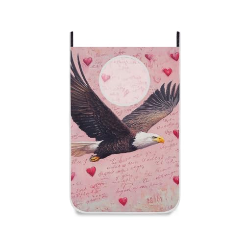 2PCS Hanging Laundry Hamper Bag Over the Door Laundry Hamper Wall Hamper Large Dirty Clothes Hamper with Stainless Steel Hooks 29.5x20Inch Bald Eagle Valentine Hearts Letters - color: Bald Eagle Valentine Hearts Letters, size: 2 PCS
