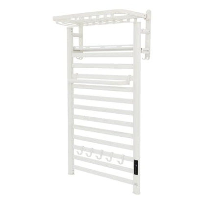 Towel Warmer Rack, 12 Bars Aerospace Aluminium Wall Mounted Electric Heated Towel Rack, Plug-in Towel Dryer with Timer, 86-140°F Temp,Touch Screen for Bathroom, 180W, IPX4 (White)