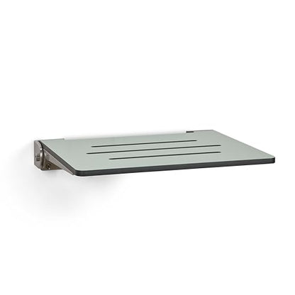 18 inch Silhouette Slimline Folding Wall Mount Shower Bench Seat, Sea Green Seat with Silver Frame - color: Sea Green Seat With Silver Frame