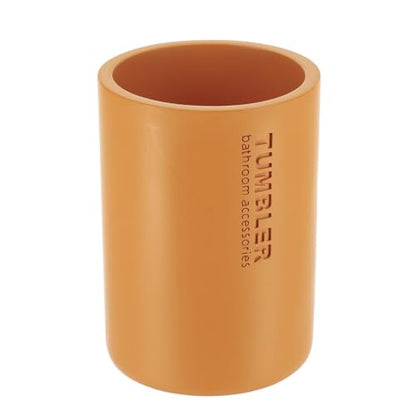Matte Mustard Yellow Bathroom Cup, Toothbrush & Toothpaste Holder, Resin | Compact, Vanity Organizer for Toothbrushes, Razors & Makeup Brushes, Easy to Clean Surface, Durable Construction - color: Mustard Yellow