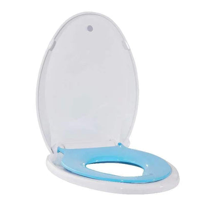19" Elongated Potty Training Toilet Seat, Built-In Soft Quiet-Close Lid with Magnetic Blue Kids Seat and Non-Slip Design, Easy to Install and Clean - color: Blue, with Toddler Seat, size: Elongated (19″)