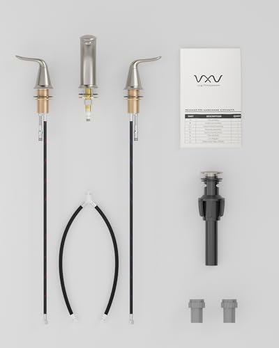 VXV Bathroom Faucet 3 Hole, 8 Inch Widespread Bathroom Sink Faucet for Lavatory Vanity with Pop-up Drain Brushed Nickel