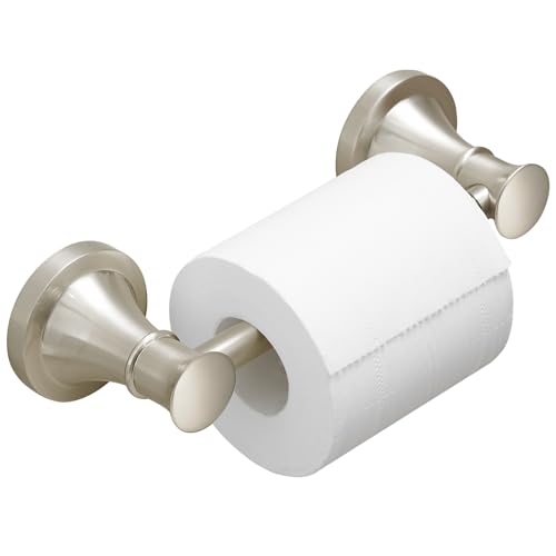 Bathroom Toilet Paper Holder Wall Mount Tissue Holder Brushed Nickel | Rustproof Toilet Tissue Roll Holder, Flexible Double Post Pivoting Handle, Bathroom Accessories SUS304 Stainless Steel - color: Brushed Nickel