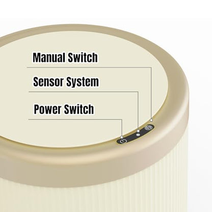 stonespace Motion Sensor Trash Can, 3.7 Gallon, Cream White | Automatic Trash can touchless for Bathroom, Kitchen, Bedroom, Living Room, Office