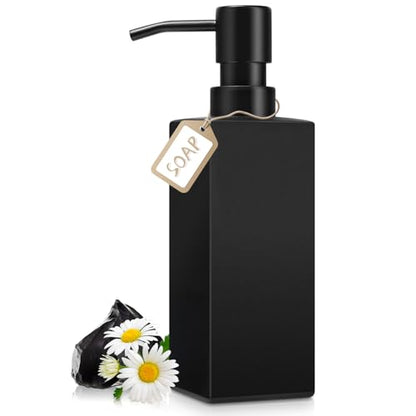 Black Soap Dispenser for Bathroom Countertop, Square Black Dish Soap Dispenser Pump Bottle with Kitchen Sink Laundry Shower Lotion - color: Black