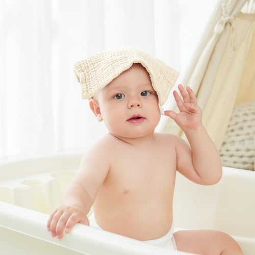 Bearmoss 12 Pack Baby Muslin Washcloths, 100% Cotton 10"x10" Face Towels | Soft Absorbent Bath Wash Cloths and Burp Cloths for Newborn Infants Kids Girls & Boys (Apricot) - color: Apricot