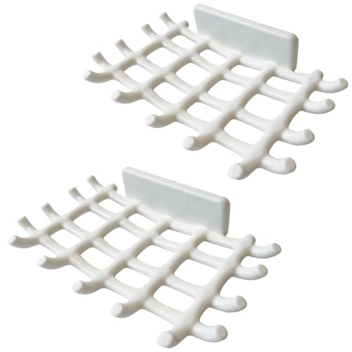 2-Pack Adhesive Soap Holder, No Drill Wall Mounted Self Draining Soap Dish for Shower Bathroom Kitchen(White) - color: White