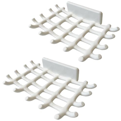 2-Pack Adhesive Soap Holder, No Drill Wall Mounted Self Draining Soap Dish for Shower Bathroom Kitchen(White) - color: White